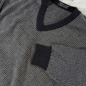 Vintage Jaeger Mens‎ Wool Patterned V-Neck Sweater Medium Great Britain Classic